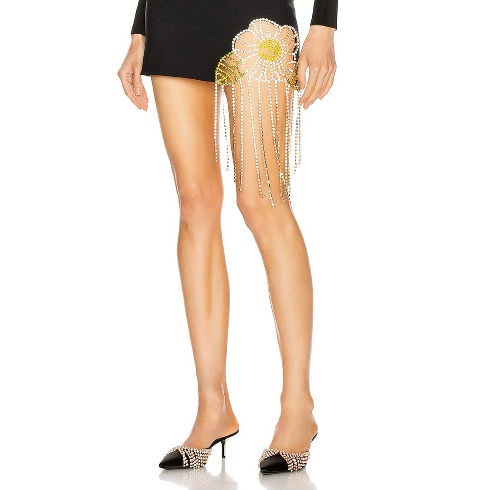 AREA gold denim skirt size 4